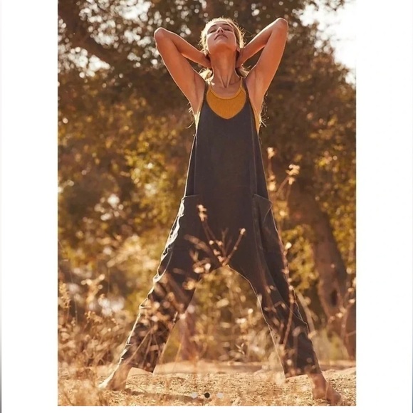 Free People Movement Hot Shot Onesie In Washed Black New - Picture 4 of 10